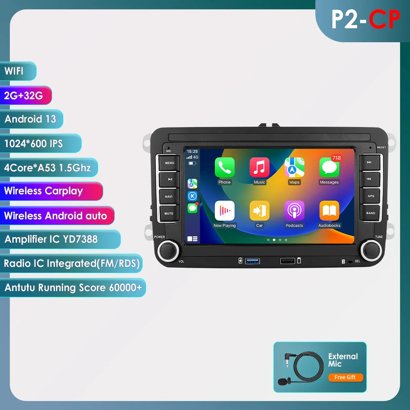 GPS Android 14 Auto Radio for Volkswagen VW Passat B6 B7 T5 Tiguan Touran GOLF POLO Carplay 4G Car Multimedia GPS 2din Autoradio
