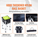 SucceBuy Foldable Tennis Ball Cart Holds 150/180 Tennis Balls Basket Hopper with Wheels for Sports Teaching Baseball Trolley