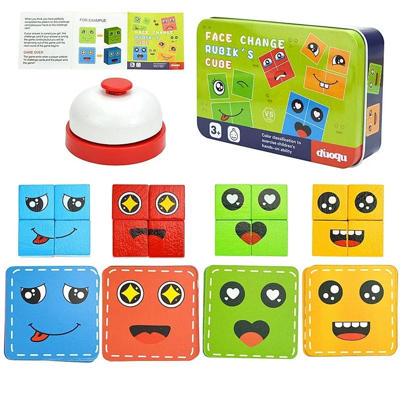 Kids Emotion Change Blocks Face Changing Expression Panel Parent Child Interactive Games Montessori Educational Toys Girls Boys