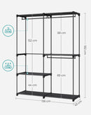SONGMICS Schrank, Kleiderschränke, Freistehender Kleiderschrank, Kleiderständer, Garderobe, Stoffregale