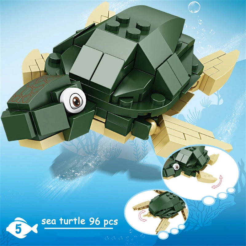Knew Built Lantern fish So On Marine Animal Series Building Blocks Toys - Perfect for Kids,Gift Educational Ocean World Toy Set