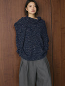 Winter new Korean style fashionable mixed color plush knitted shawl style wool sweater loose warm top for women