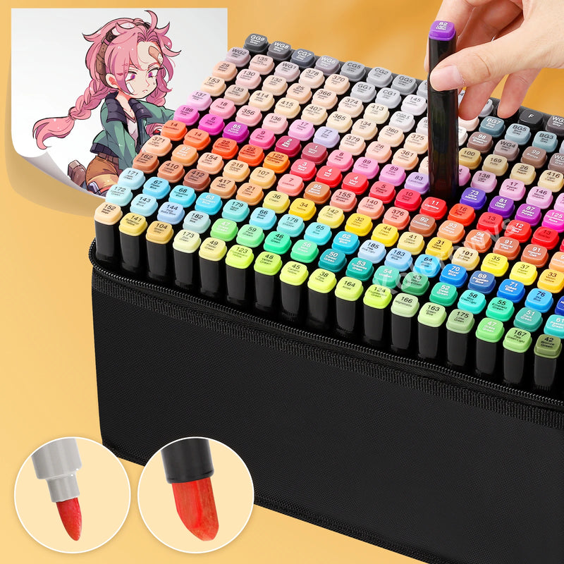 30/40/60/80 Colors Alcohol Felt Markers Pens Dual Tip Permanent Artist Art School Supplies Manga Sketching Markers Student Gift
