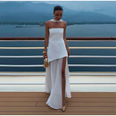 The Aurelian | Butter Yellow Mesh Strapless Pleated Evening Gown