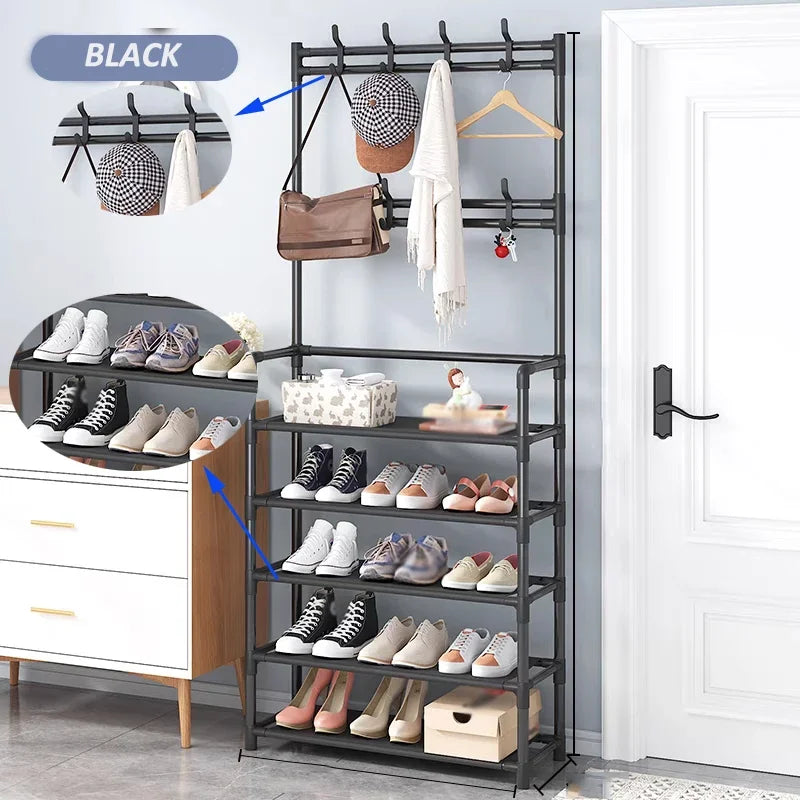 Clothes Shoe Hat Hangers Rack Multi-ayer Shoe Rack Doorway DIY Simple Floor Load-bearing Living Room Household Organizer Shelf