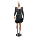 2024 Neues Damen Mesh Ärmel Bodycon Sexy Diamanten Geburtstagsparty Kleid Gestufte Rüschen Strass Perlen Nachtclub Kleid Pink
