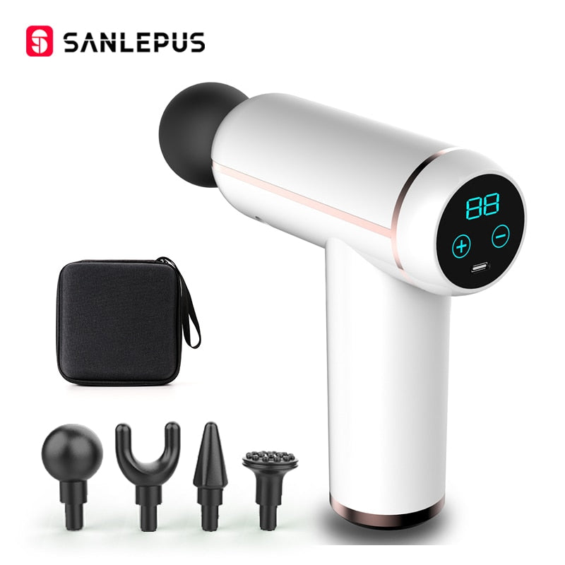 SANLEPUS Portable LCD Massage Gun For Body Neck Back Electric Percussion Massager Deep Tissue Muscle Relaxation Fitness Slimming