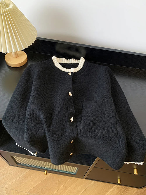 The 'Amour' Heart-Button Knit Cardigan