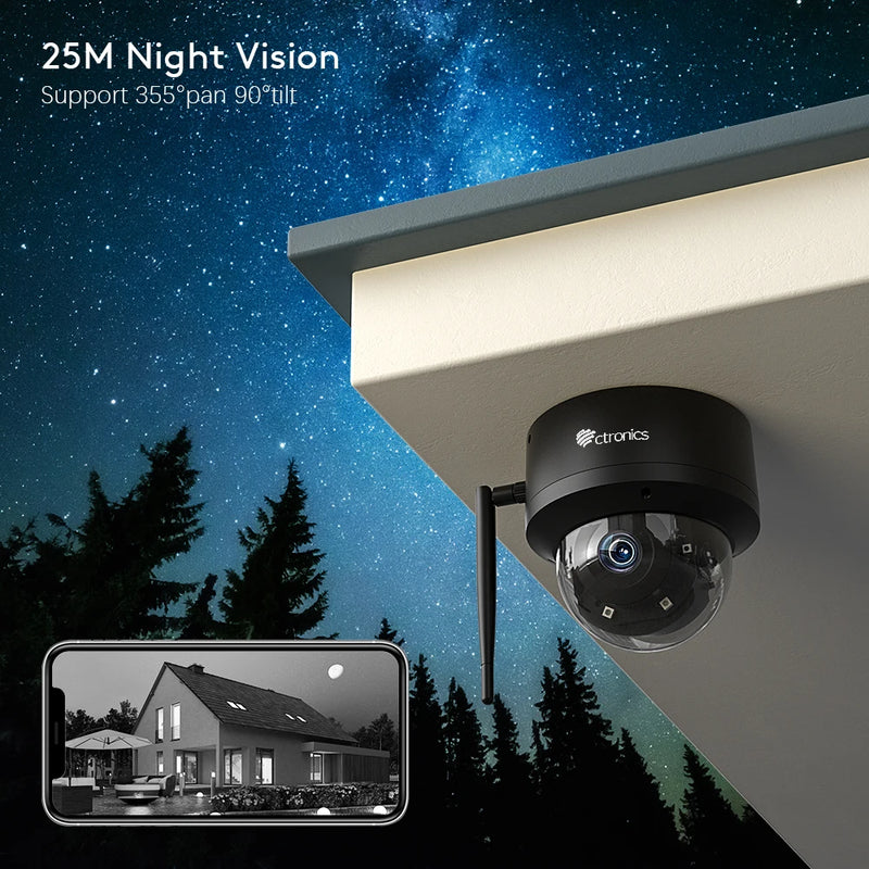 Ctronics 5MP 4MP Wifi Camera Ceiling Mount 360 PTZ 2 Way Audio Human Detection Auto Tracking CCTV Indoor Outdoor Night Vision