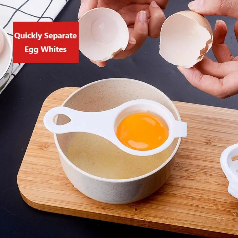 Kitchen Accessories Egg Separator Convenient White Egg Spoon New Mini With Silicone Holder Separates Sieve Eggs Tool Plastic
