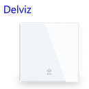 Delviz 16A wall light switch, grey crystal glass panel, Lamp push button switch controller, 1gang 2ways UK Standard Power Switch