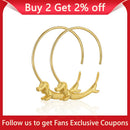 Lotus Fun Lovely Flying Dachshund Dog Big Round Hoop Earrings Real 925 Sterling Silver 18K Gold Earrings for Women Fine Jewelry
