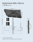 SONGMICS parasol, balcony shade, UPF 50 +, storage s bag, without Stand