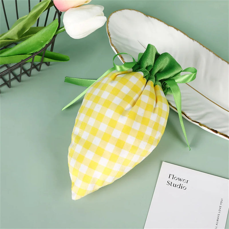 1Pc/10Pcs Easter Carrot Gift Bags Velvet Carrot Drawstring Bags Easter Candy Cookie Packaging for Kids Easter Decoration 2024