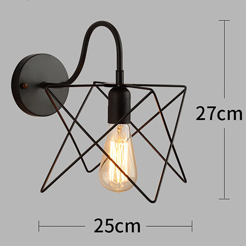 Retro LED Wall Lamp Minimalist Cage Black Lampshade Iron Light For Living Room Dining Room Bedroom Study Indoor Lighting Fixture