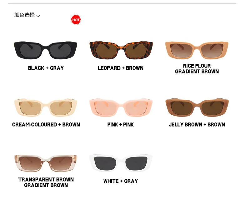 Fashion Rectangle Sunglasses Women Brand Designer Eyewear Vintage Small Frame Sun Glasses Ladies Black Square Oculos De Sol