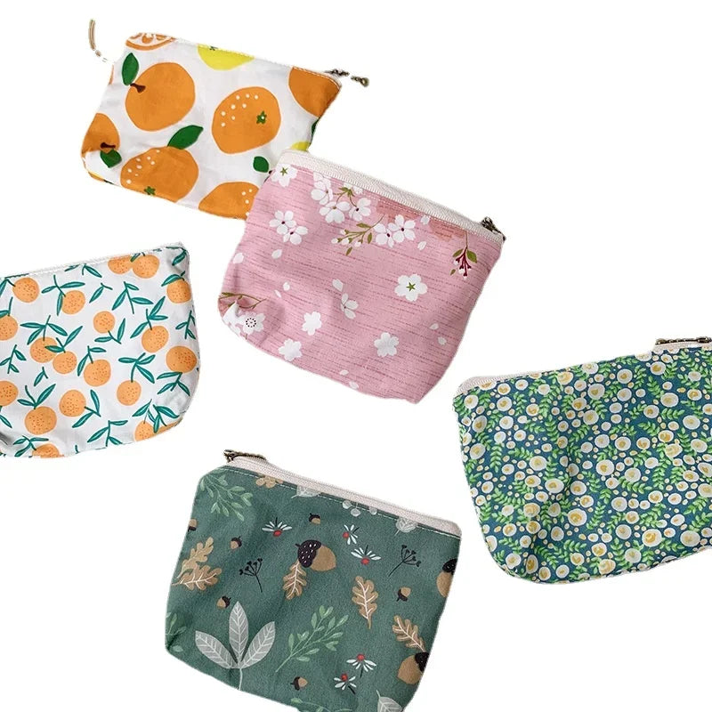 1PCS Travel Mini Sanitary Napkin Storage Bag Coin Money Card Lipstick Storage Bag Wallet Bag Flower Women's Small Cosmetic Bag