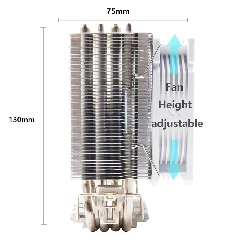 Wovibo 4 Tubo De Calor Cpu  Cooler Fan Ventilador Pwm 4Pin Argb Rgb Intel 115x1200 1700 2011 X79 X99 Amd Am4 Am5 Radiador