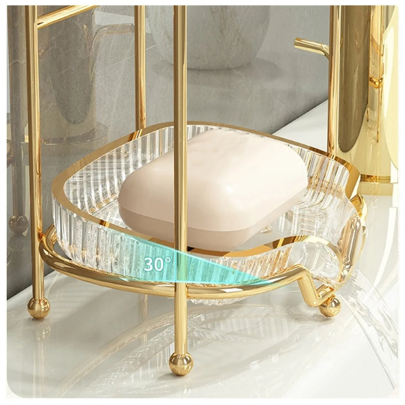 Lightweight luxury double layered soap holder for bathroom, self draining soap tray with metal bracket bathroom accessories