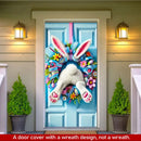 Easter Door Cover Decoration Plush Rabbit Wreath Easter Egg Coloured Ribbon Background Indoor Outdoor Porch Banner Party Supply