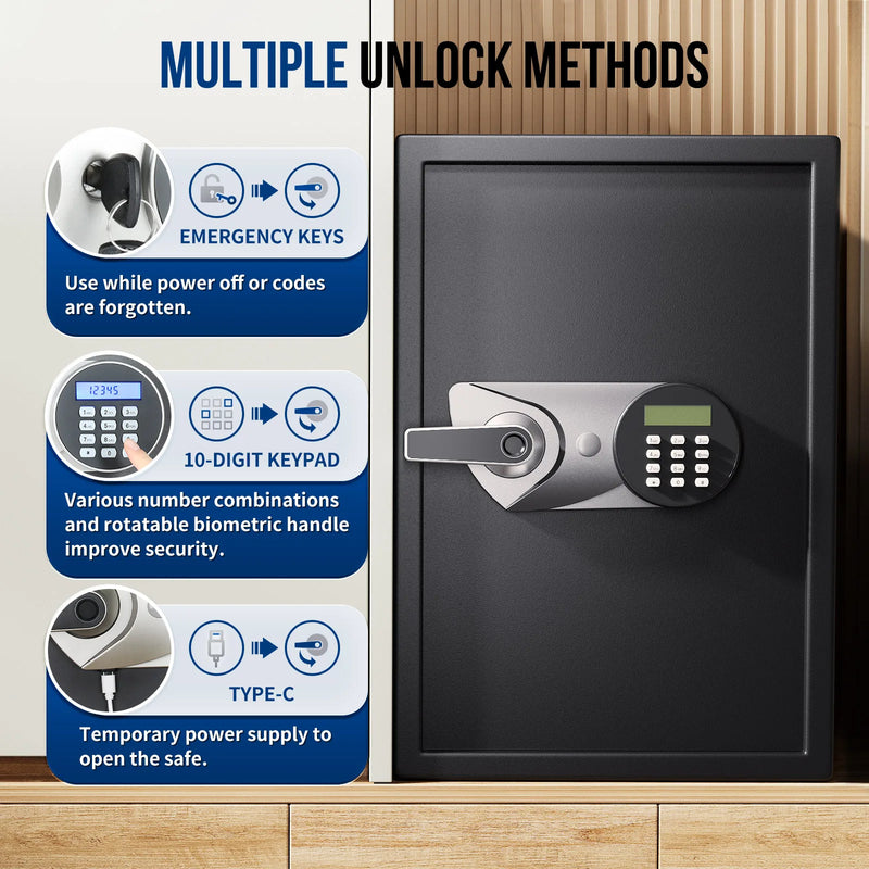 SF0605 19.69 Inch Fingerprint Locks Safe 1.8Cub Large Capacity Store Deposit Box Smart Home Office Safe