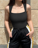 2026 Summer Fashion Square Collar Solid Color Sleeveless Bodysuit High Waist Sexy Tight Women's Jumpsuit
