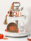 6ps Rustic Farmhouse Fall Decor Set - Autumn Pumpkin Theme, Wooden Tiered Tray Accents For Thanksgiving & Harvest Season
