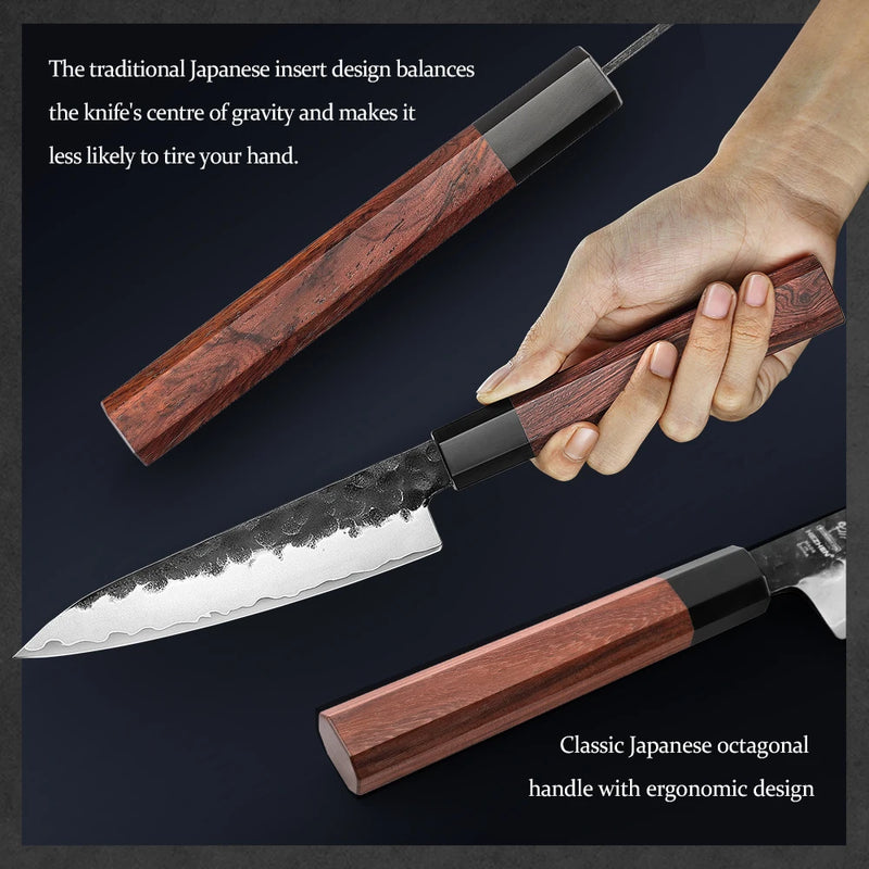 HEZHEN 5.5 Inches Utility Knife Stainless Steel Kitchen Cooking Knives Rosewood Handle With Gift Box Three-layer Composite Steel