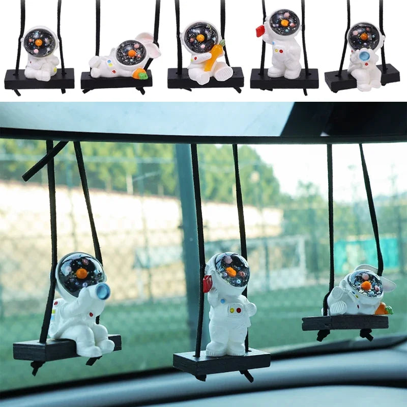 Cute Swing Astronaut Car Pendant Car Rearview Mirror Hanging Ornaments Swing Astronaut Pendant Automobile Decoration Accessories