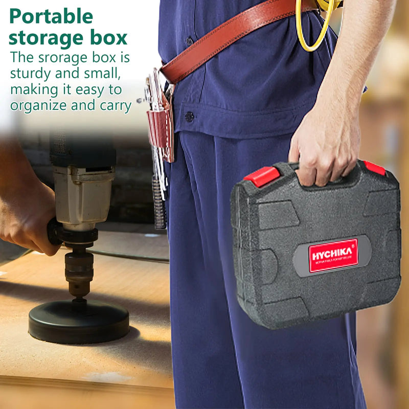 HYCHIKA 19-152mm Hole Saw Set with Storage Box Black for Electric Drill Drilling Wood Wood Metal Plastic Power Tools Accessories