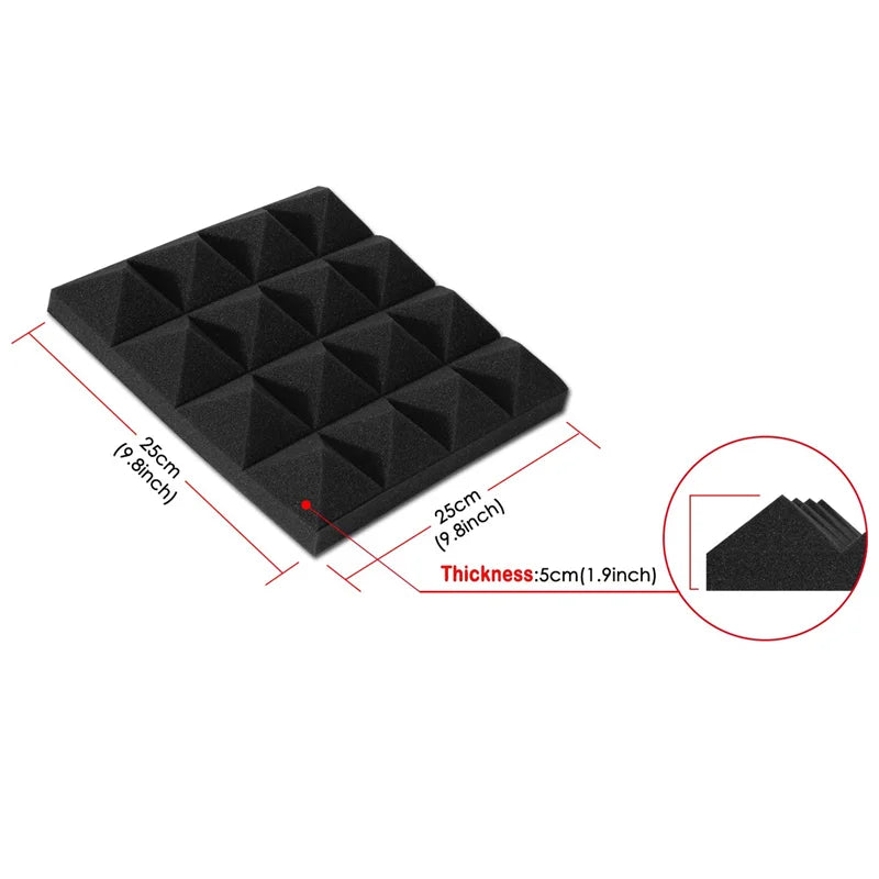 Make friend 60Pcs 250x250x50mm Studio Acoustic Soundproof Foam Pyramid Sound Absorption Treatment Panel Tile Protective Sponge