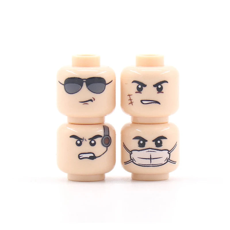 56pcs/Lot DIY Figures Head Building Blocks Accessories Laugh Cry Cute Angry Facial Expression Mini Bricks Toys Model Kids Gifts