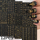 The Gilded Leaf | 12-Piece 3D Metallic Leaf Nail Sticker Set