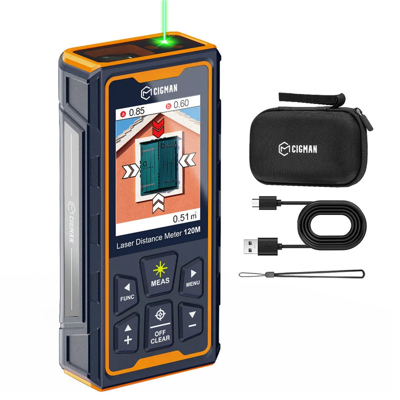CIGMAN CD-120G Laser Measurement Tool 4X Camera P2P Technology IP68 2.4inch IPS Display Humanized UI Digital Point Finder