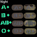 5*2.5CM IR Reflection Blood Type A B AB O POS NEG Embleem Hook and Loop Patches,Tactical Badges Clothes Stickers Glow in Dark