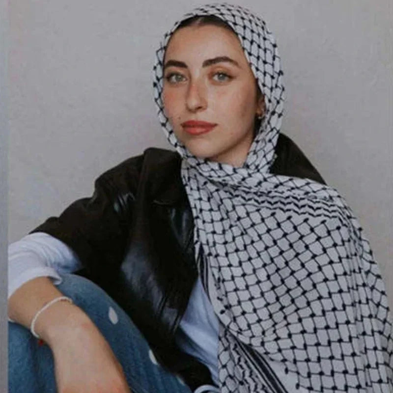 2024 New Print Keffiyeh Scarf Long Chiffon Printed Palestine Keffiyeh Scarf Hijab Muslim Women's Shawl 185*70cm
