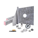 SucceBuy Waterproofing Shower Kit 48''x48'' Shower Kit Tray With Central Drain PVC/ABS Stainless Steel Grate 2 Cuttable Curb