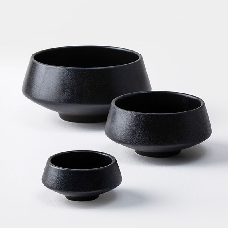 KINGLANG 1PCS Ceramic Rice Black Matte Bowl Home Soup Restaurant Noodle Bowl Snack Tableware