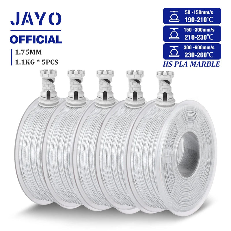 JAYO High Speed Marble PLA Filament 5 Rolls High Speed PLA 3D Printer Filament For FDM Marble-Like Texture 3D Printing Materials
