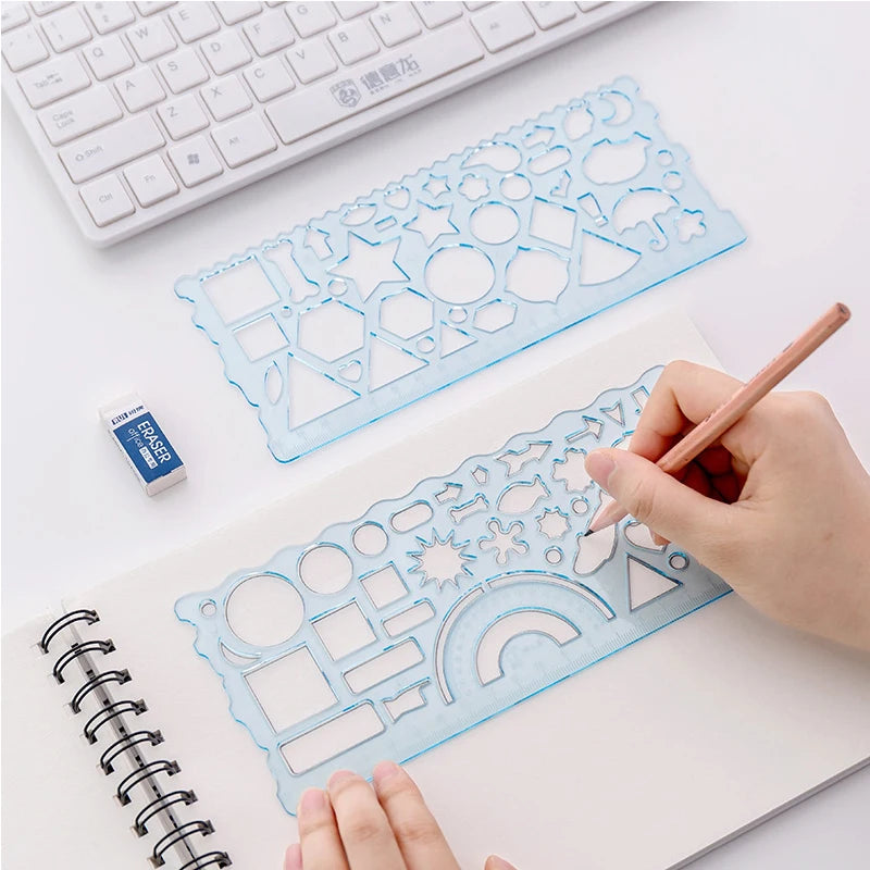 7PCS/Set Creative Multi Shaped Template Ruler Drawing Aid Tool Painting Geometric Drafting Stencils Stationery School Supplies