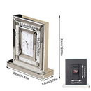 Artloge Desk Clock 30x9.6x33cm Silver Glass Table Clock Mirrored Crushed Diamond Edge for Living Room, Bedroom Decor