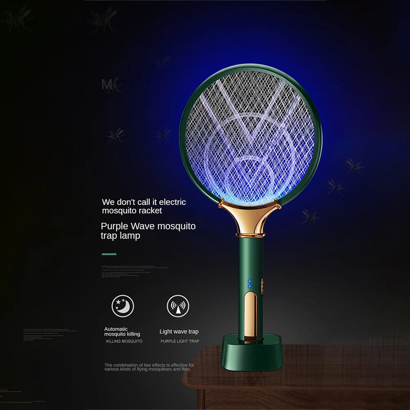 2-in-1 Electric Insect Racket Swatter Zapper 3000V USB Rechargeable Summer Mosquito Swatter Kill Fly Bug Zapper Mosquito Racket