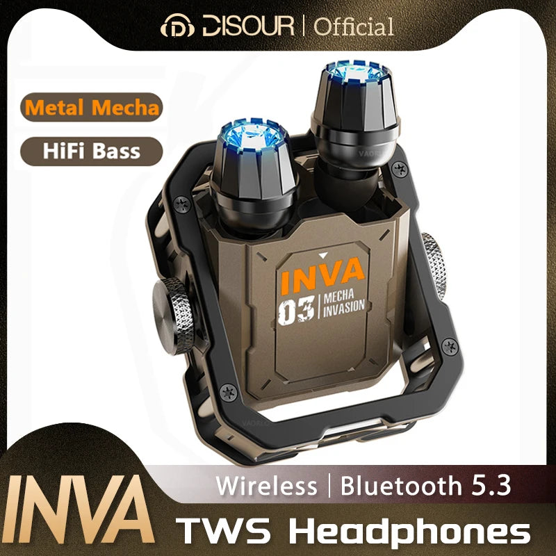 INVA TWS Gaming Esports Wireless Headphones HiFi Stereo Bluetooth 5.3 Earphones Rotate Fidget Earbuds Noise Cancel Low Latency