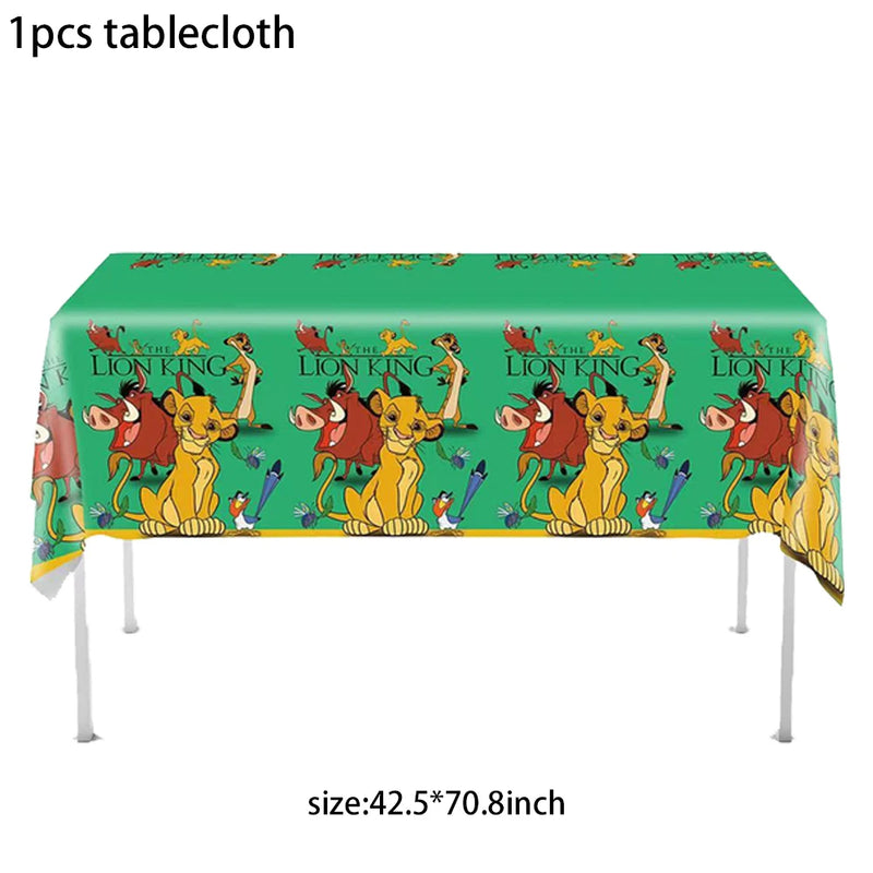 Lion King Simba Party Decorations Disposable Tableware Cup Plate Napkin Tablecloth Cake Topper Banner for Kids Party Supplies