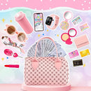 Little Girls Play Purse Princess Gifts 32 Pcs Toddler Purse Cell Phone/Makeup/Keys Kids Pretend Play Purse Girls Birthday Gifts
