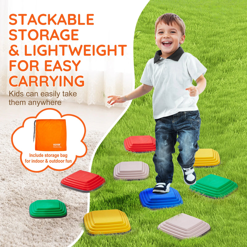 SucceBuy 10PCS Children's Balance Training Stepping Stones Toddlers Sensory Assisted Coordination Game for Kids Sport Toys Gifts