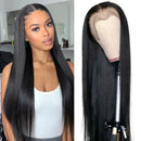 200 Density 13x4 Natural Black Bone Straight Brazilian Virgin Hair HD Transparent Lace wig Frontal Wigs Pre plucked Wigs 32 Inch