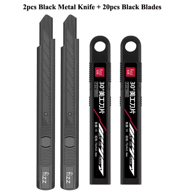 Fizz Metal Utility Knife Blade Paper Cutter Aluminum Alloy Pocket Knifes with Self-Locking Design Stationery Supplies