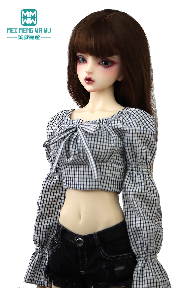 58-60cm 1/3 BJD DD SD Ball Joint Doll Clothes Fashion Puff sleeve shirt jeans long skirt high heels