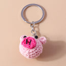 Lovely Handmade Knitted Flower KeychainCrocheted Key Rings for Women Girls Handbag Pendants Charms DIY Jewelry Gifts